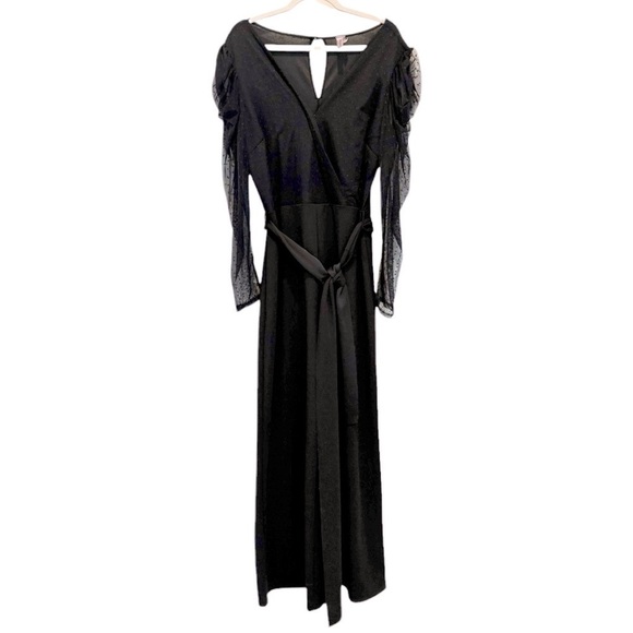 Find Me Plus Black Full Length Dress Mesh Puff Sleeve Size 3XL - Picture 1 of 4